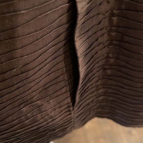 Vintage Anne Carson Textured Silk Blend Jacket • Brown Crinkle Open Front M - Picture 3 of 7